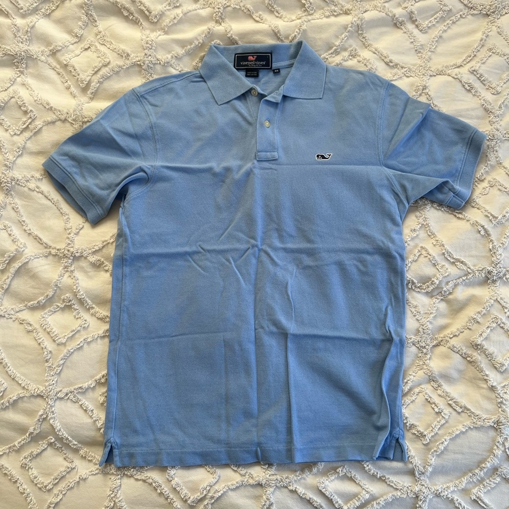 Vineyard Vines Adult XS Cotton Short Sleeve Polo Shirt Light Blue